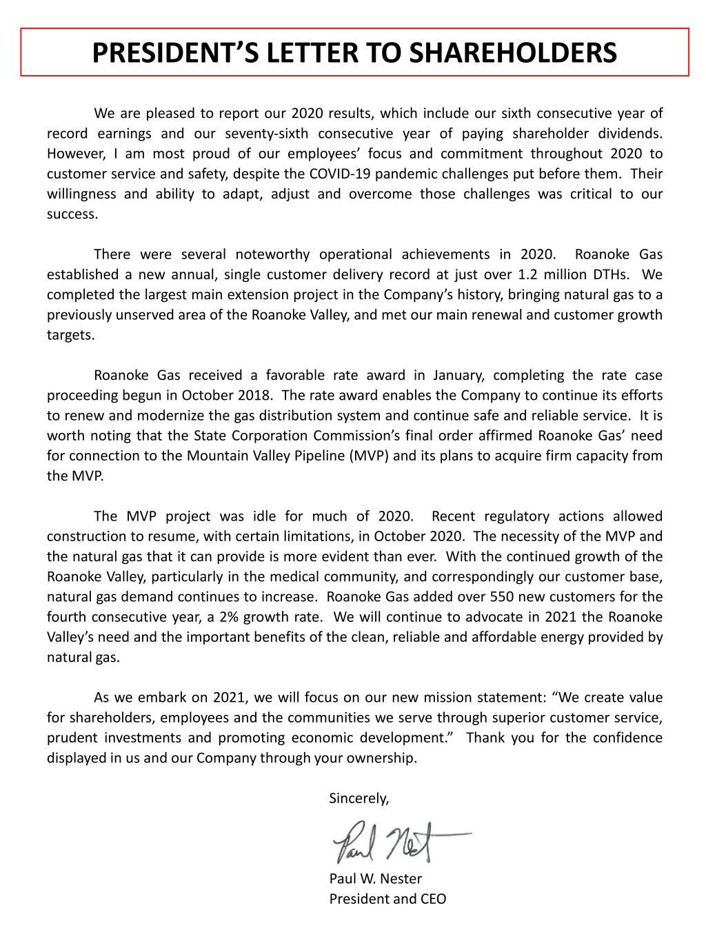 2021 Annual Report LETTER TO SHAREHOLDERS