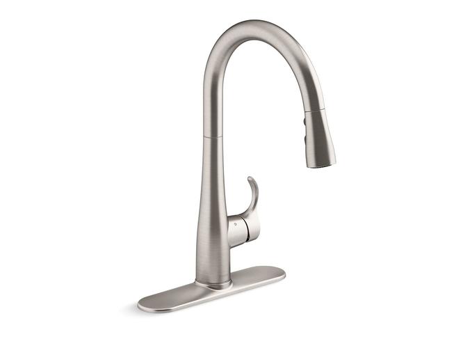 Kohler faucet with sweep spray speeds cleaning 