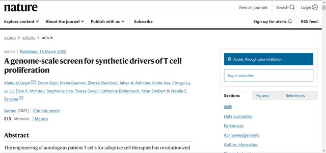 A genome-scale screen for synthetic drivers of T cell proliferation 
