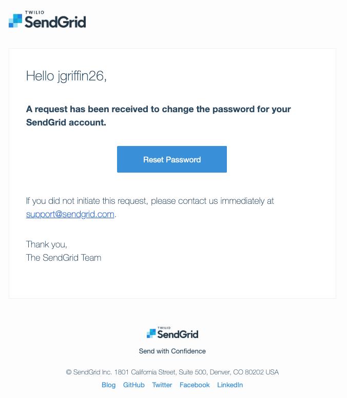 Reset Password Email Sent