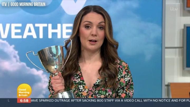 GMB viewers joke Laura Tobin still 'drunk' as she spills coffee in chaotic scenes 