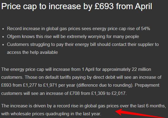 Energy bills to rise by £693 for 22 million people in April 2022 