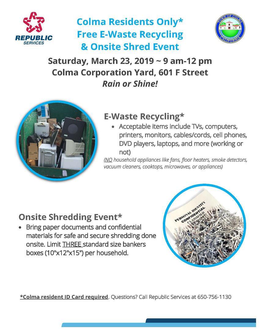 Free community-wide shred and e-waste recycle day 