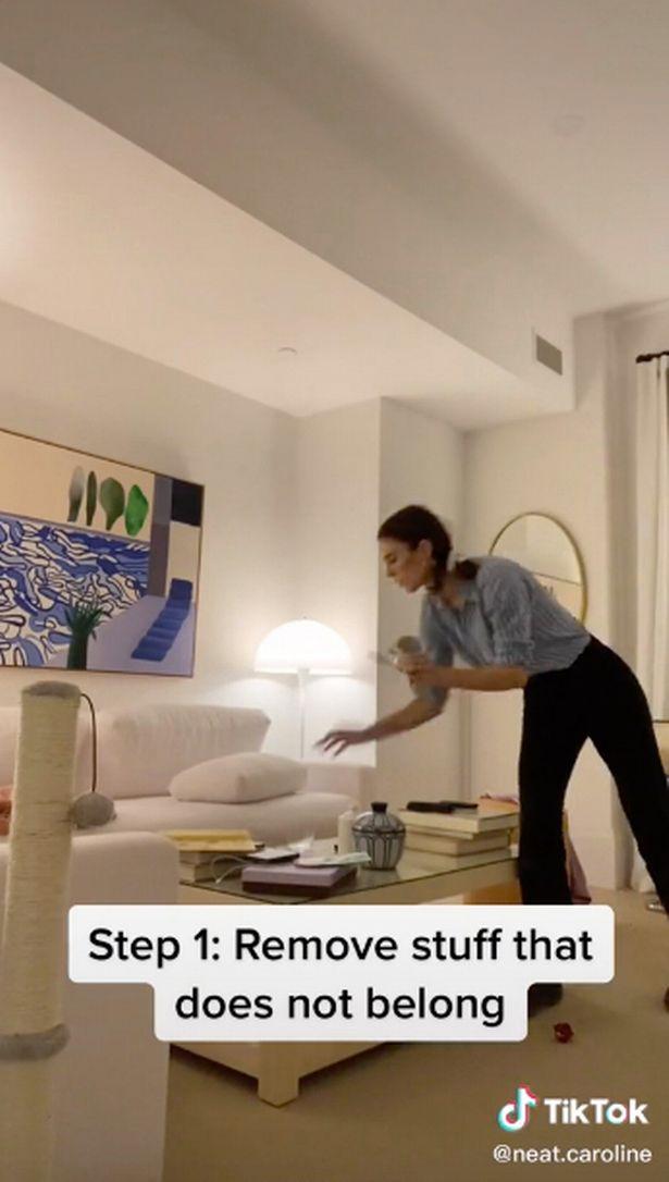 Cleaning expert shows how to tidy an entire room in less than five minutes 