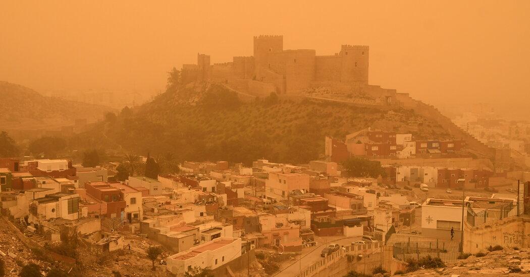 Saharan sands float north to Europe, coating cities with dust