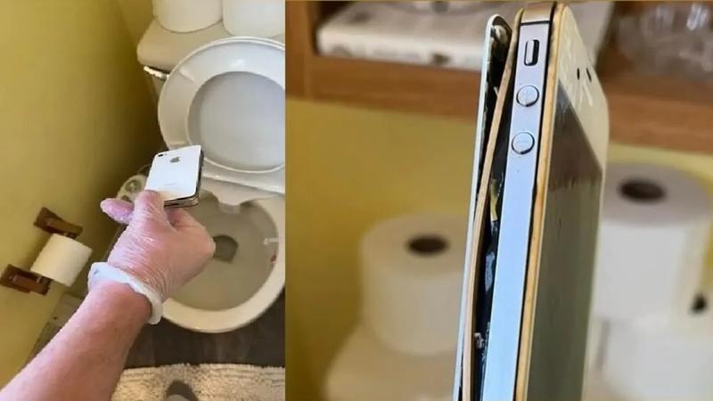 iPhone in toilet for 10 YEARS! Man gets it out and THIS is what happens next