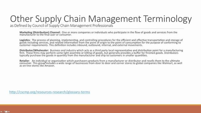Glossary of Supply Chain Terms 