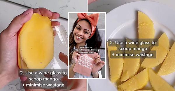 Woman shares how to cut a mango without wasting any of it using wine glass hack