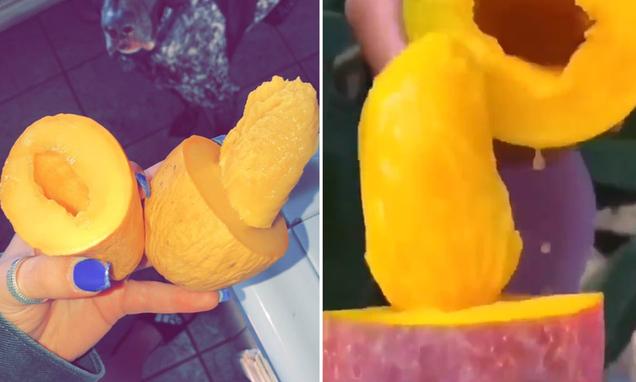 Woman shares how to cut a mango without wasting any of it using wine glass hack 
