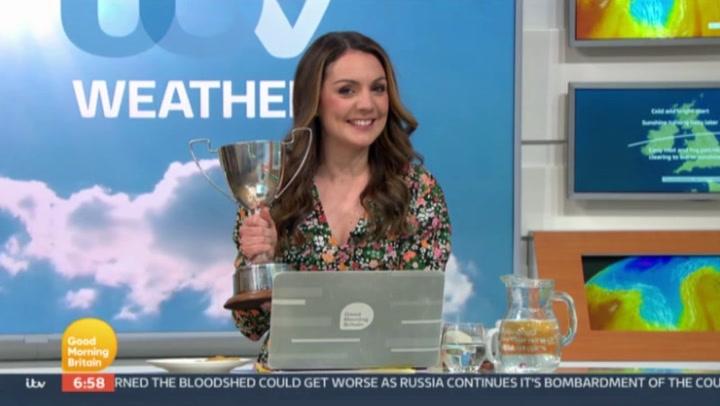 GMB's Kate Garraway jokes forecaster 'needs breathalysing' on air after boozy awards night 