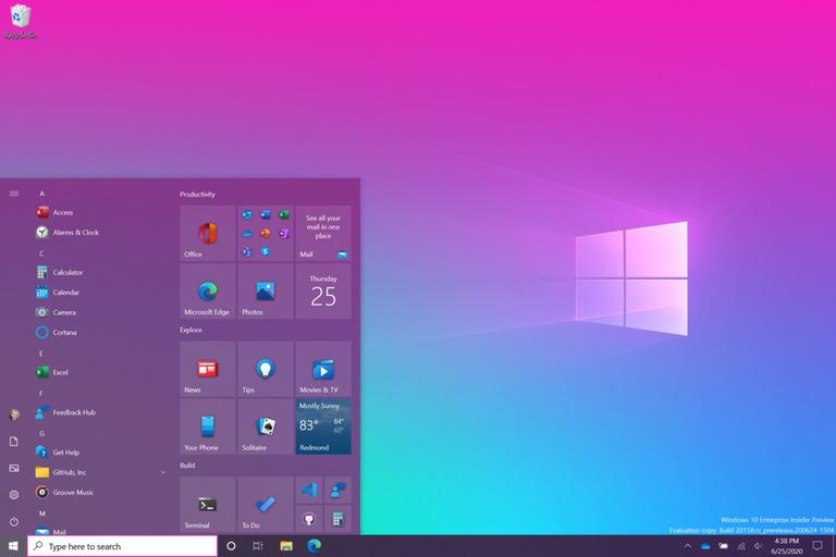 Windows 10 screen and UI
