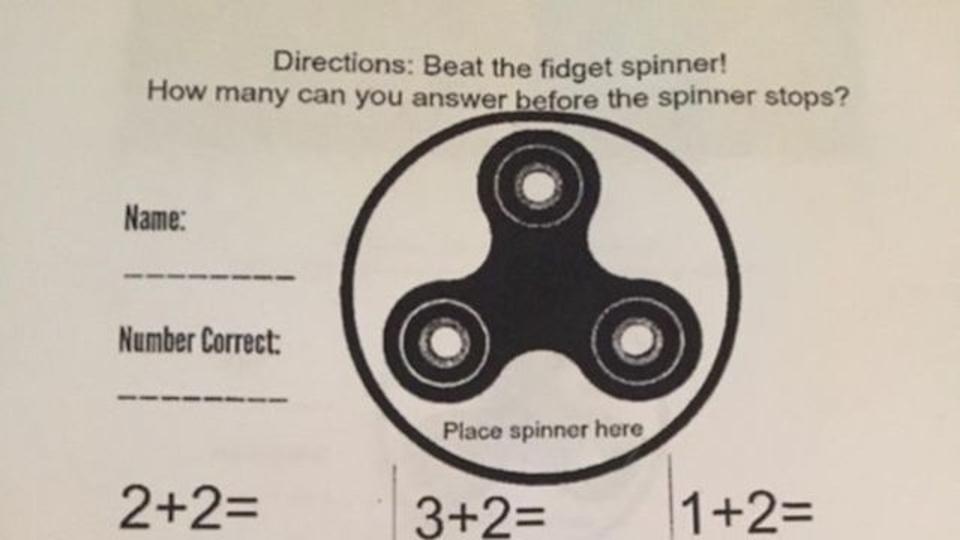 Arithmetic test using fidget spinner 