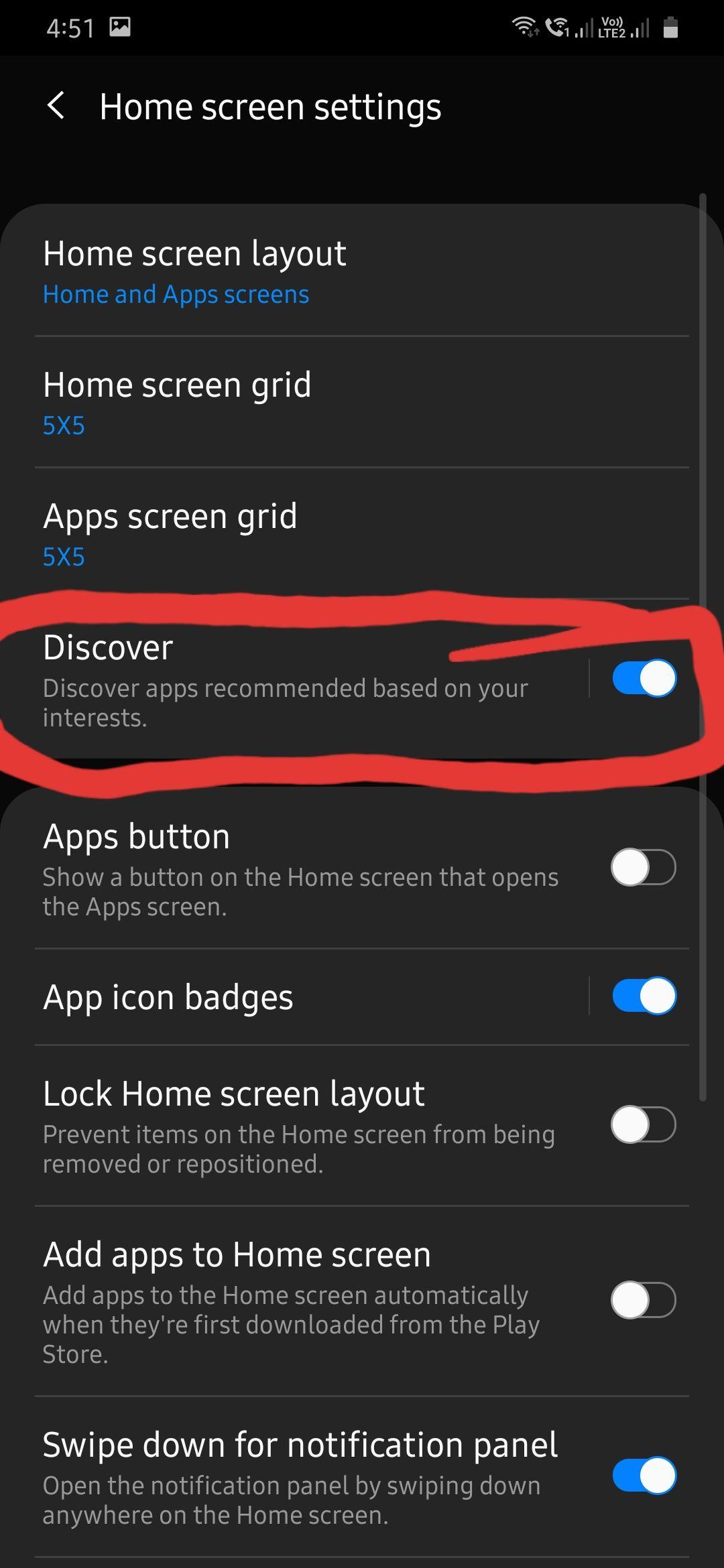 How to Disable Samsung Discover Option From App Screen