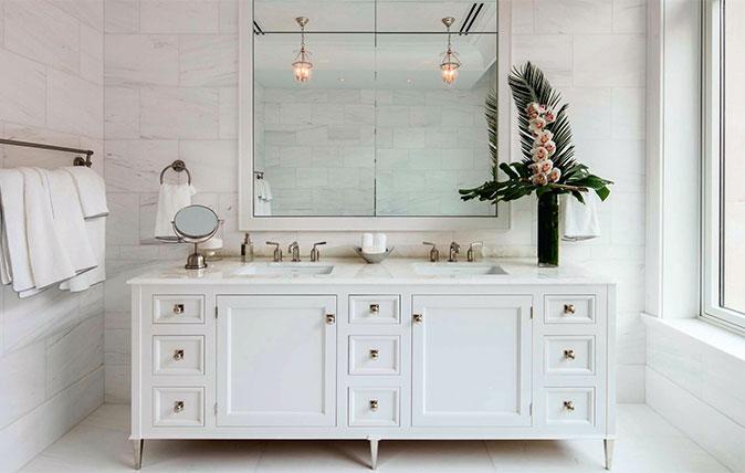Everything you need to transform your bathroom into a stylish oasis, from patterned walls to elegant marble washstands
