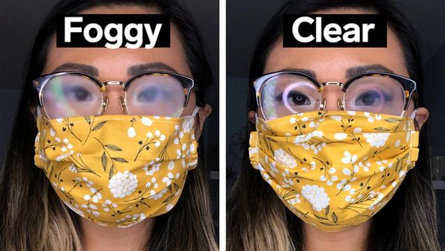 This spray prevents glasses from fogging while wearing a mask