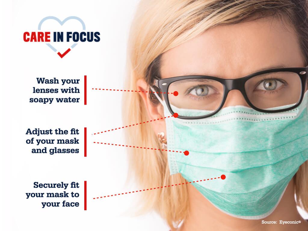 This spray prevents glasses from fogging while wearing a mask 