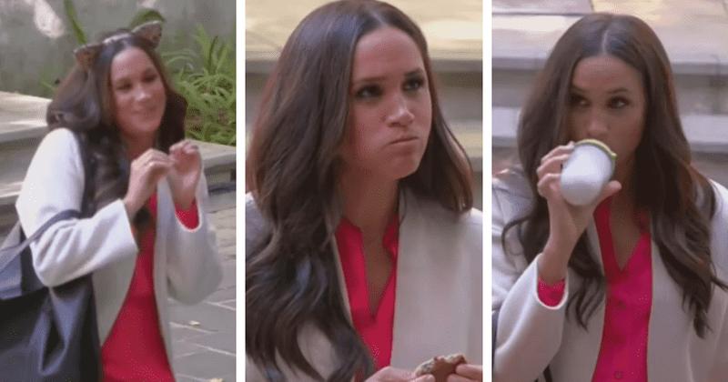 Meghan Markle swigs from baby bottle and nibbles food like a chipmunk on Ellen’s show