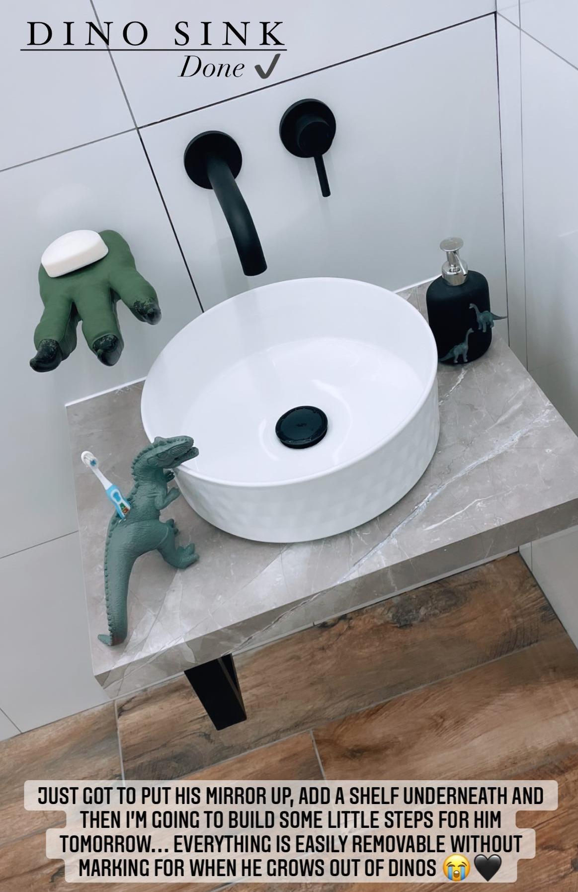Stacey Solomon reveals DIY dinosaur-themed bathroom for son Rex