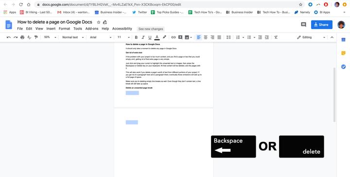 How to Delete a Page in Google Docs 