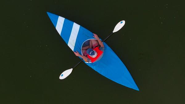 Pontos folding kayak weighs 7 pounds, and can be stuffed into a bag 