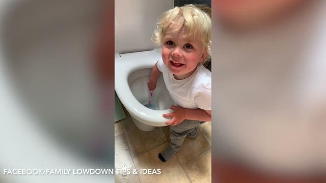 Horrified mum realises her toddler has been cleaning the loo with her toothbrush 