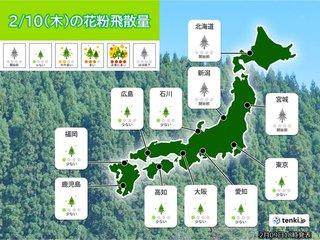  きょう10日の花粉情報　九州～関東は「少ない」予想　敏感な方は対策を