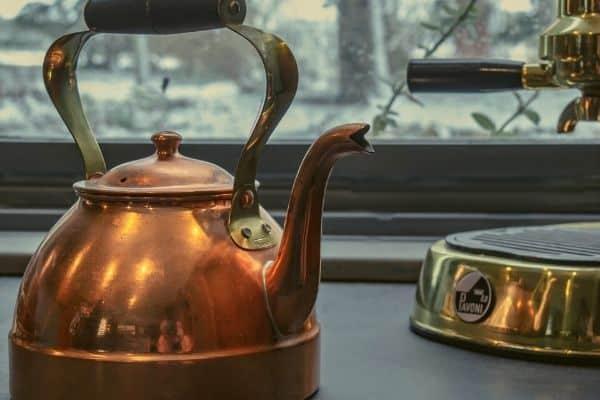 How to remove white spots from a copper teakettle 