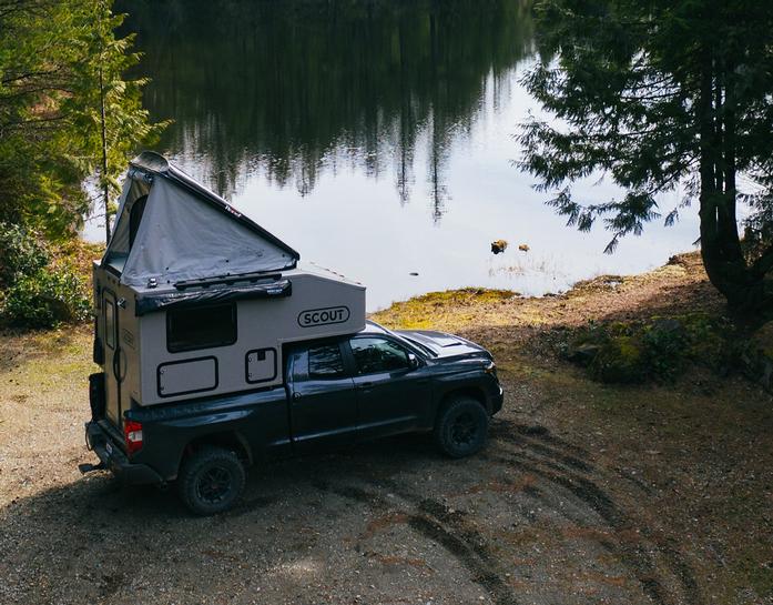 Scout pickup camper creates flexible indoor/outdoor base camp 