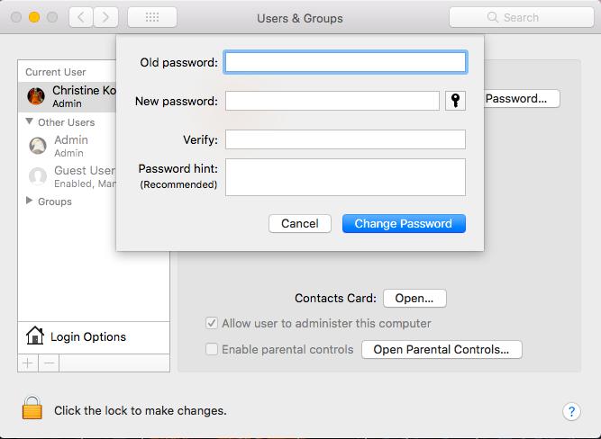 How to change a MacBook password 