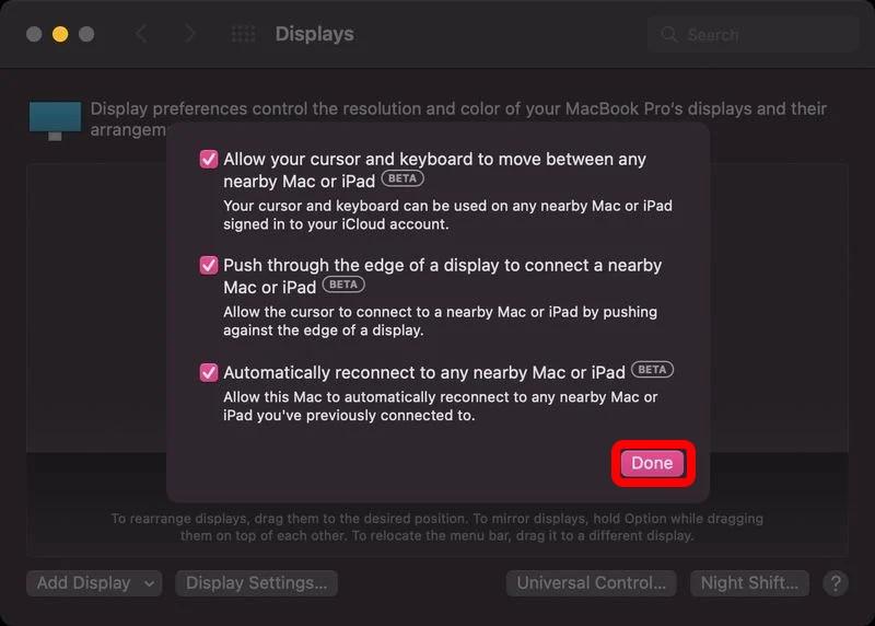 How to disable Universal Control feature on Mac 