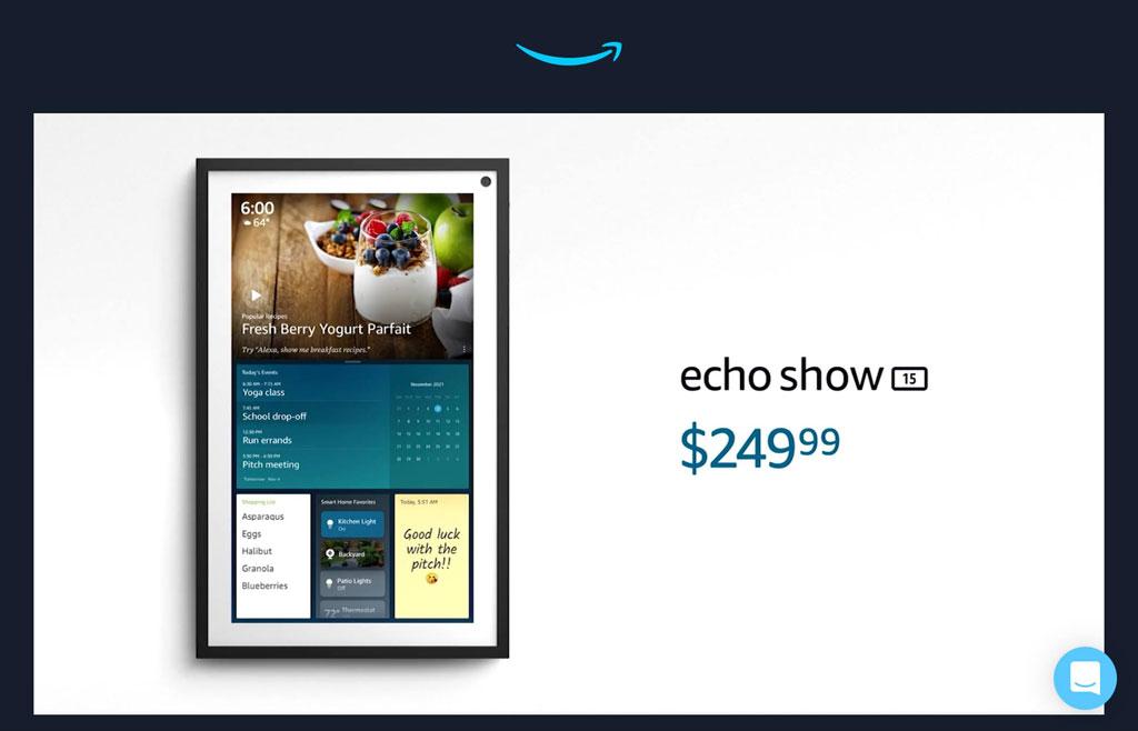 Amazonが壁掛けやスタンドで使える大画面スマートディスプレイ「Echo Show 15」を発表　国内でも2万9980円で販売を予定