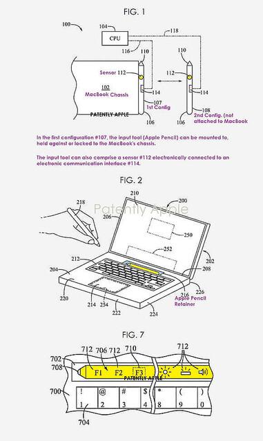 Apple Pencil内蔵のMacBookの特許が承認〜マウスとFキーが使用可