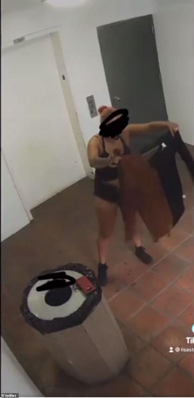 Vile moment security footage captures DoorDash delivery driver using lobby trash can as a toilet 