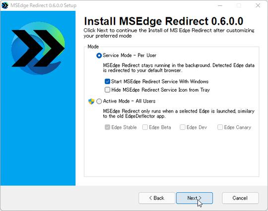 Edge強制リンクを既定のブラウザーで開く「MSEdgeRedirect」がv0.6.0.0に更新