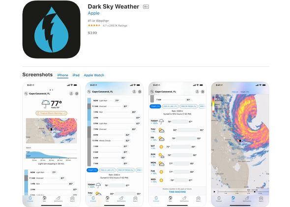 Appleが買収した天気予報アプリ「Dark Sky」が機能を強化 