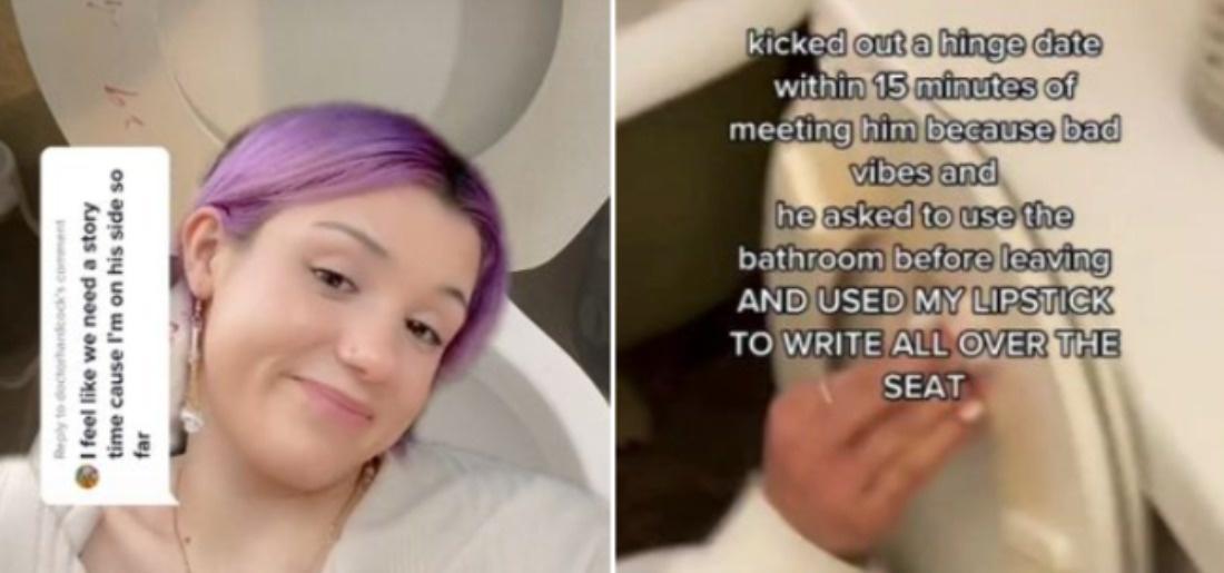 TikToker horrifed to find her Hinge date wrote a warning message to future dates on her toilet seat 