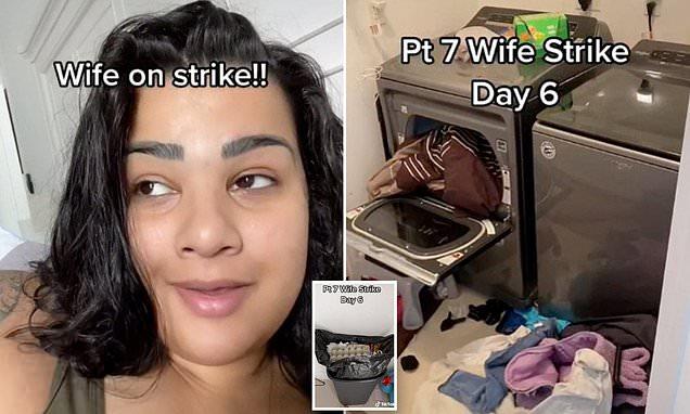 Wife goes on STRIKE for a week after her husband insisted he's the only one who cleans