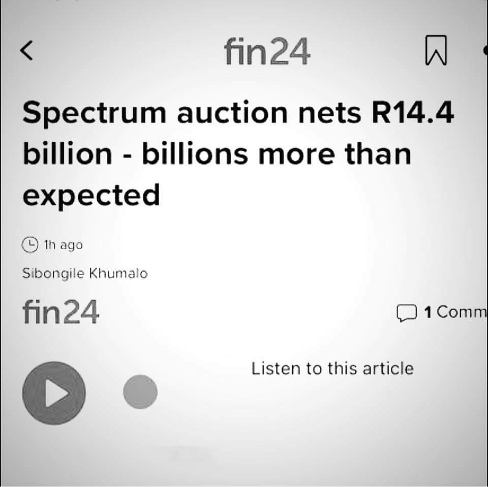 Spectrum auction nets R14.4 billion - billions more than expected 