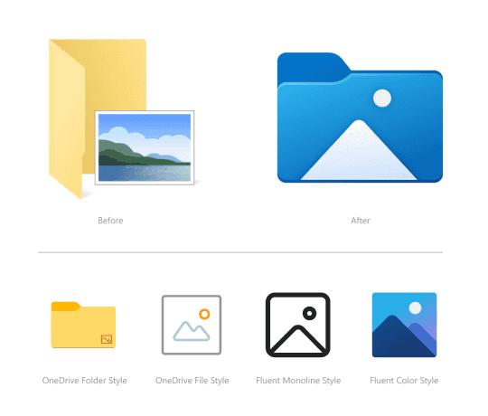 A new folder icon is unveiled in the preview version of "Windows 10" -Cheysp drive and trash can