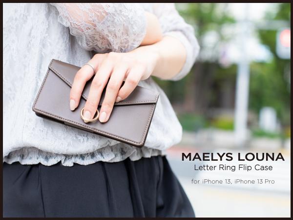 [Apple's latest terminal iPhone13/ iPhone13 Pro compatible] "Letter Ring Flip Case" reserved from Maelys Louna