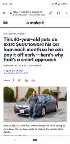 This 40-year-old puts an extra 0 toward his car loan each month so he can pay it off early—here's why that's a smart approach 