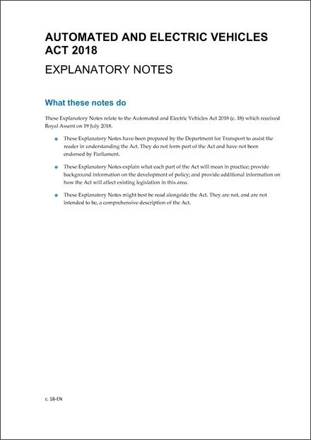 Automated and Electric Vehicles Act 2018 regulatory report