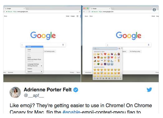 Google Chrome、右クリックで絵文字が利用可能に？