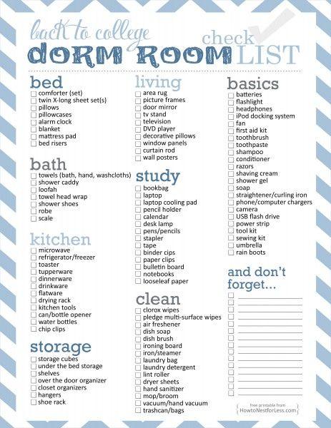 Dorm Room Essentials Checklist