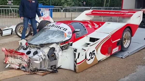 Une rarissime Porsche 962C termine en miettes sur le circuit de Spa