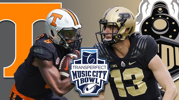 What channel is Purdue vs. Tennessee on and what is game time for 2021 Music City Bowl 