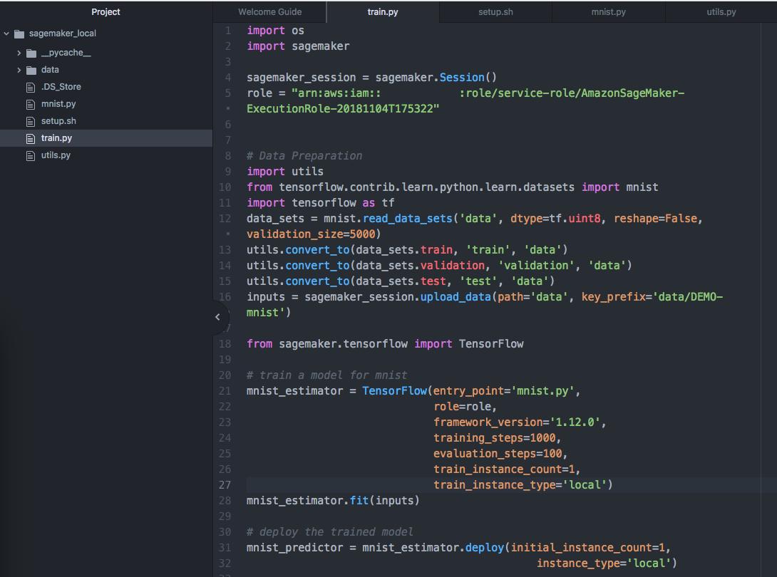 Use Amazon SageMaker for training notebook instances Using local mode for 