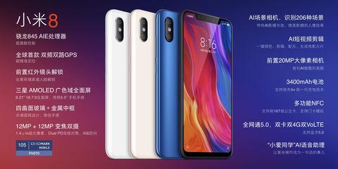 Xiaomi, the world's first L1+L5 dual band GPS compatible smartphone "Mi 8"