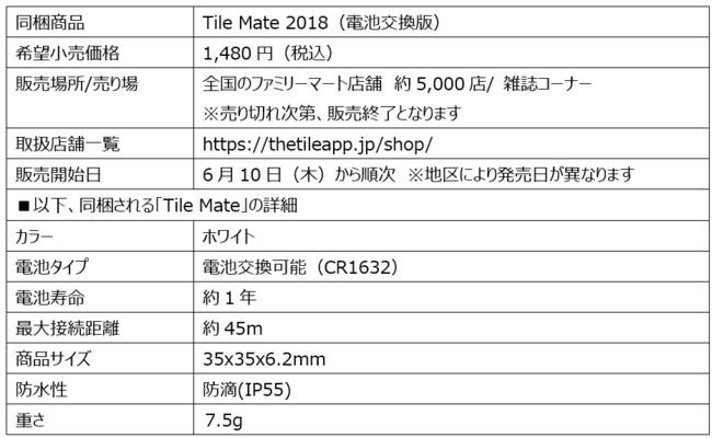 探し物トラッカー「Tile」、全国のファミリーマートで販売開始 