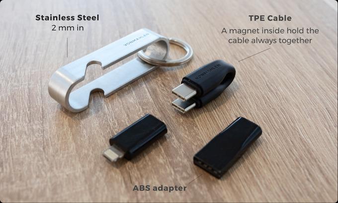 いろんなポートに接続ができる短いUSB-Cケーブル。栓抜き兼用ケースに入れて持ち運ぼう 